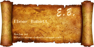 Ebner Babett névjegykártya